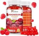 Magnesium Glycinat Gummies 600 mg (Magnesiummalat 200 mg), Extra K2 & D3, Høj Absorption Magnesiumtillæg for søvn, Stress Relief, Nerve Support, Hindbær (60 Greve)