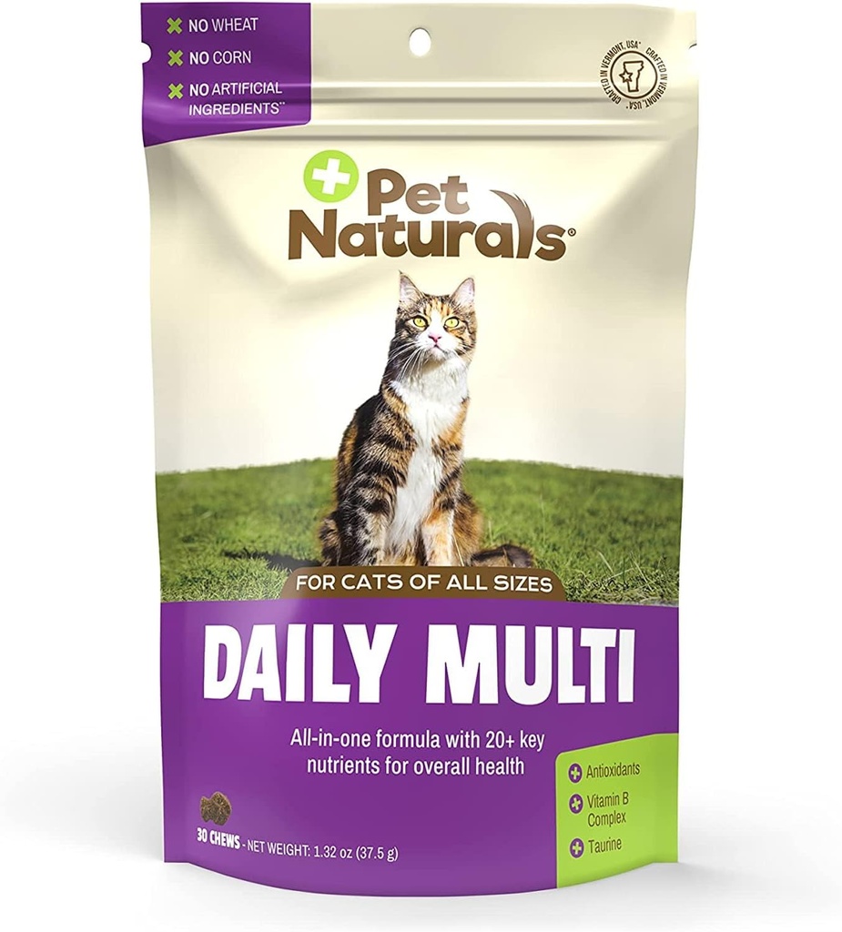 Pet Naturals Daily Multivitamin til katte med Biotin, Taurine og Arginin, 30 Fish Flavored Chews
