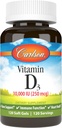 Carlson - D3- vitamin, 10000 IE (250 mcg), D- vitamintilskud, ben- & immunstøtte, D3- vitamin, hjertesundhed, Gluten Free D- vitaminkapsler, 120 bløddele
