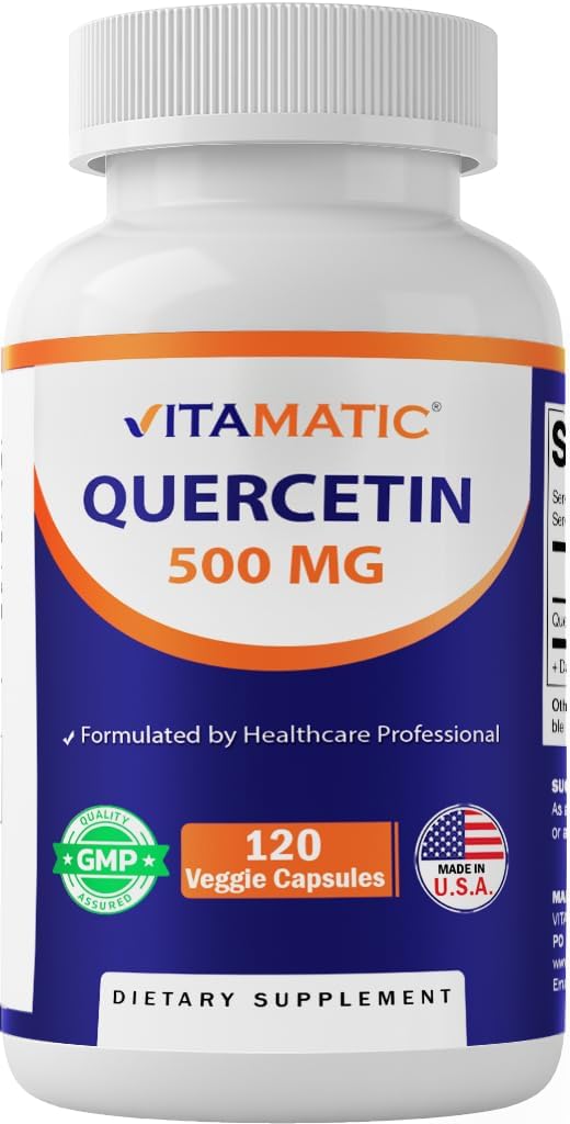 Vitamatic Quercetin 500 mg, 120 vegetariske kapsler (ikke- GMO, Gluten Free, Vegan) - understøtter kardiovaskulær sundhed