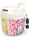 Cute Pill Dispenser med 7 store komponenter, Portable Pill flaske Organizer med bred åbning for nem brug, Anti- Mix Pill Organizer til rejser, BPA- Free Pill Container, Hvid