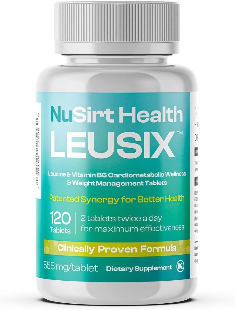 LEUSIX Weight Management Supplement - Patenteret Leucin + vitamin B6 formel - Understøtter Metabolisme, Fedtudnyttelse & Lean Muscle - 120 tabletter (1- måned Tilgang)