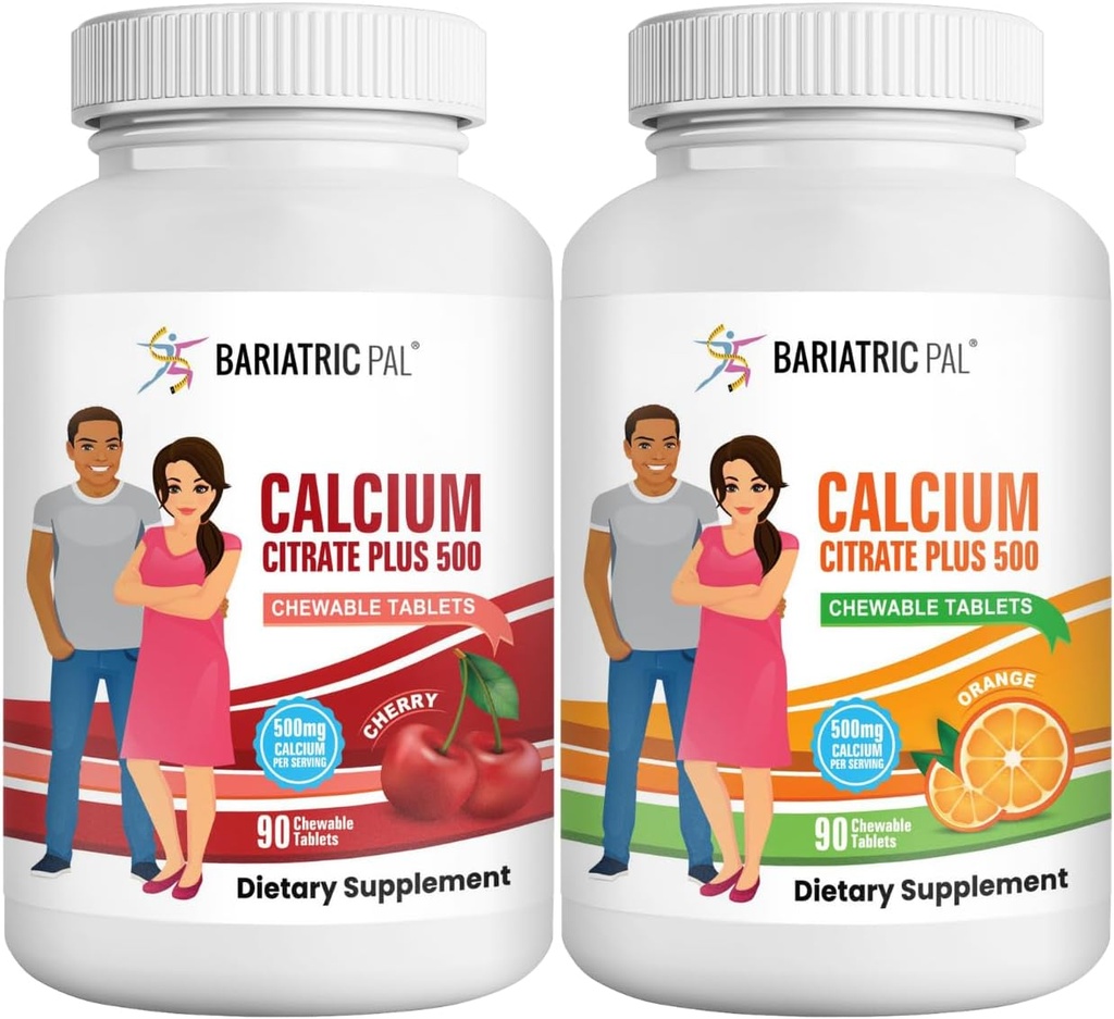 BariatricPal Calcium Citrate 500mg Chewable Tablets - 2-Flavor Variety Pack
