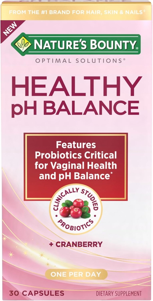 Nature's Bounty Probiotics for Women, Vaginal Probiotics for Healthy pH Balance, 2 Billion CFU, Clinically Studied Strains, Optimal Solutions pH Balance Pills, 30 Vegetarian Capsules