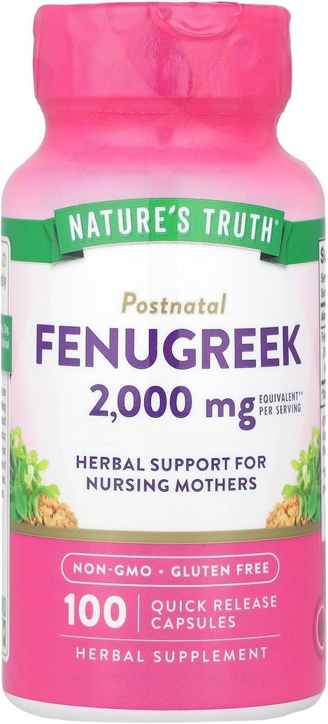 Nature 's Truth Fenugreek 2000 mg Kosttilskud, 100 Greve (pakke med 1)