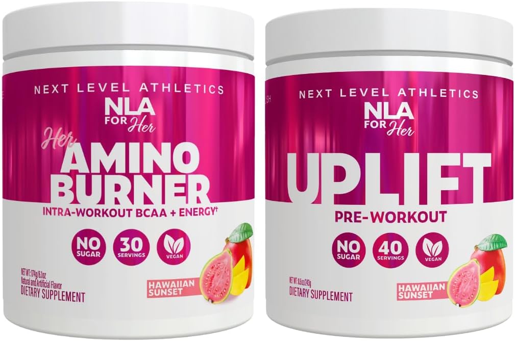 NLA for hendes Pre / Intra Workout Stack (omfatter hendes termogene Amino Hawaii Sunset og Opløft Pre Workout Hawaii Sunset)