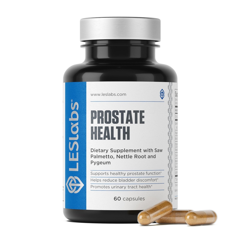 LES Labs Prostate Health - Prostatastøtte, Urinære Tract Health, Færre badeværelse Besøg og forbedret søvn - Saw Palmetto, Pygeum, Beta Sitosterol & Nettle Root - Non- GMO supplement - 60 kapsler