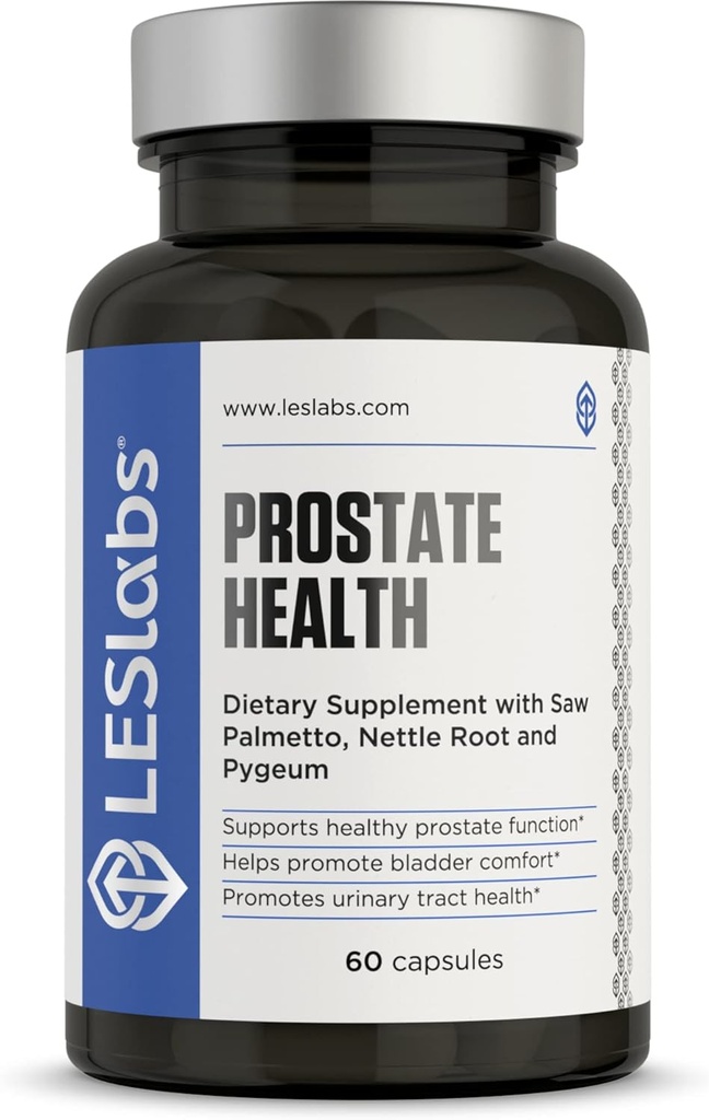 LES Labs Prostate Health - Prostatastøtte, Urinære Tract Health, Færre badeværelse Besøg og forbedret søvn - Saw Palmetto, Pygeum, Beta Sitosterol & Nettle Root - Non- GMO supplement - 60 kapsler