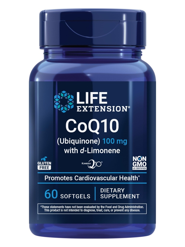 Life Extension CoQ10 (Ubiquinone) med d- Limonene - Heart Health, Fight General Træthed, Bedre Absorption - Gluten- Free, Non- GMO - 60 Softgels