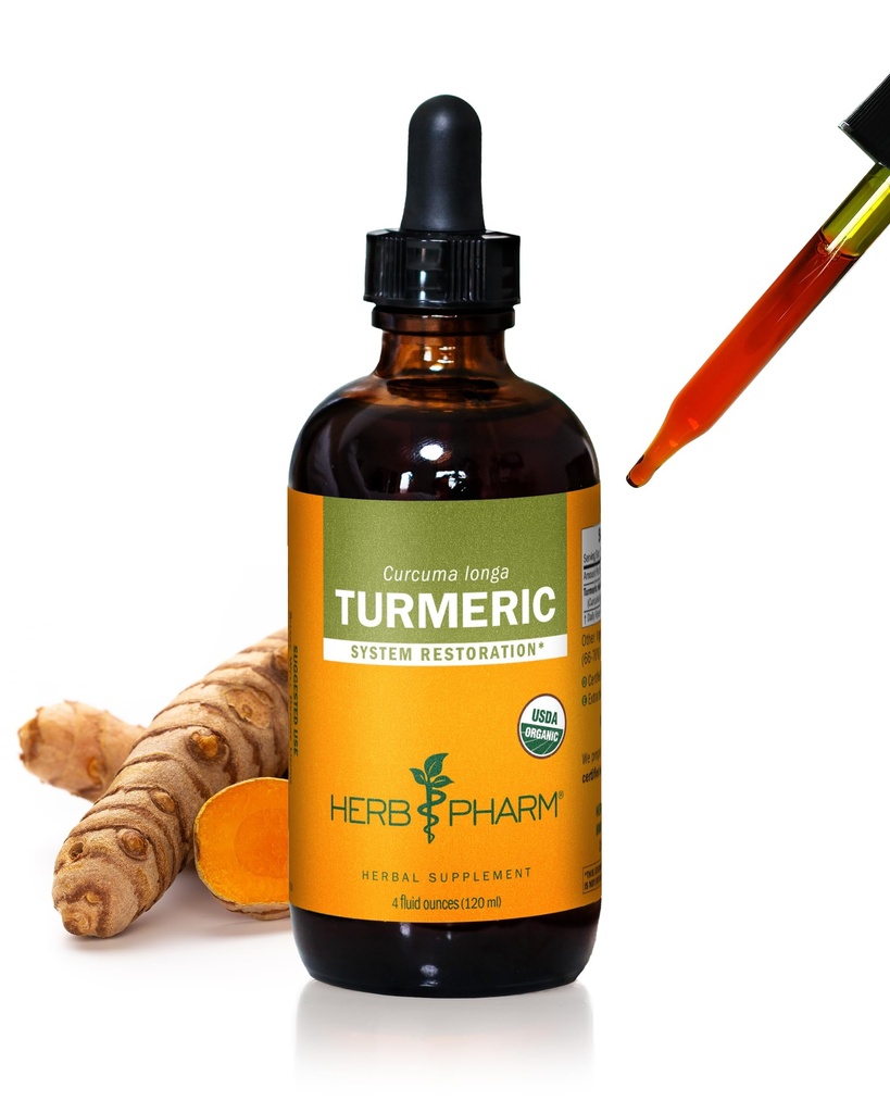 Herb Pharm Certified Organic Gurkemeje Root Liquid Extract for Muskuloskeletale System Support - 4 oz