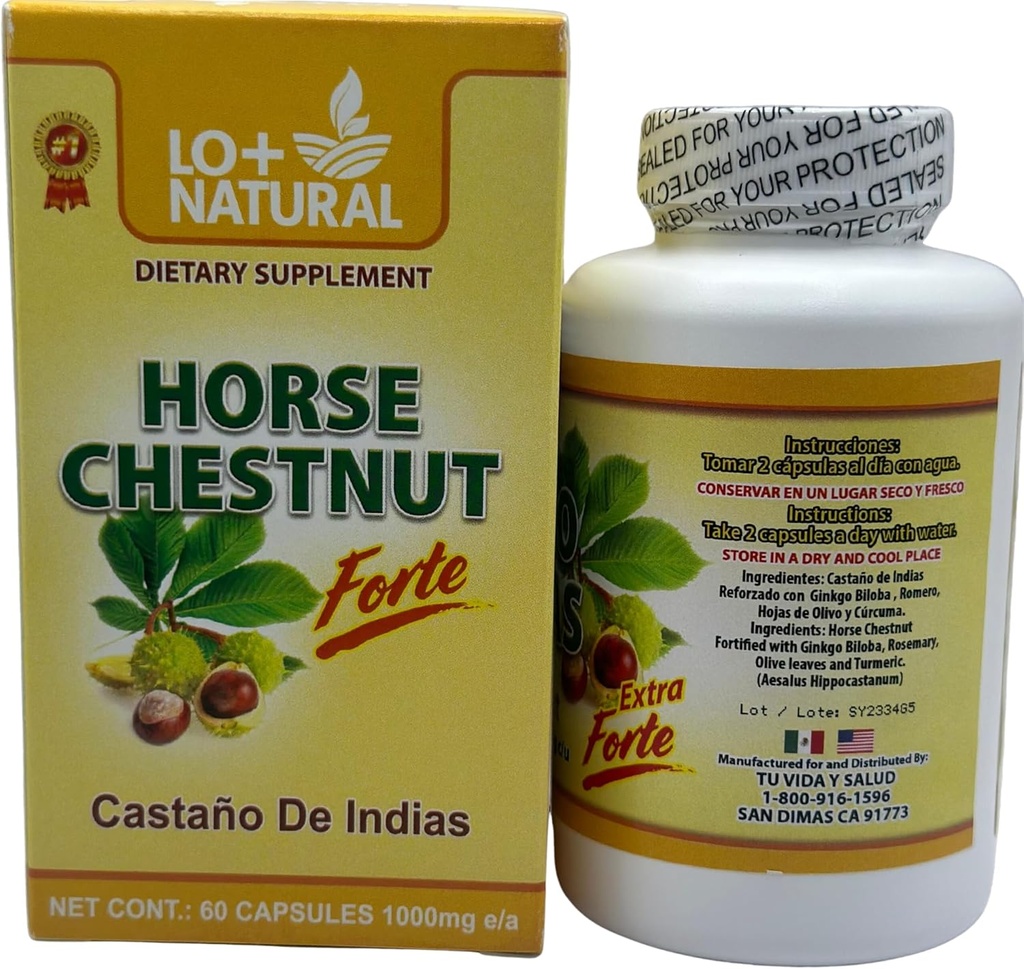 Castaño de Indias Forte para la Circulación 1000 mg - Castaño de Indias 60 cápsulas / Horse Chestnut Forte for Circulation 1000 mg - Horse Chestnut 60 Kapsler (1)
