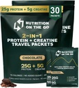 Nutrition On Go Whey Protein Isolere pakker med Creatin - 25g Protein + 5g Creatin - Single-Serve Travel Protein Powder - Chokolade (30 - Pack)