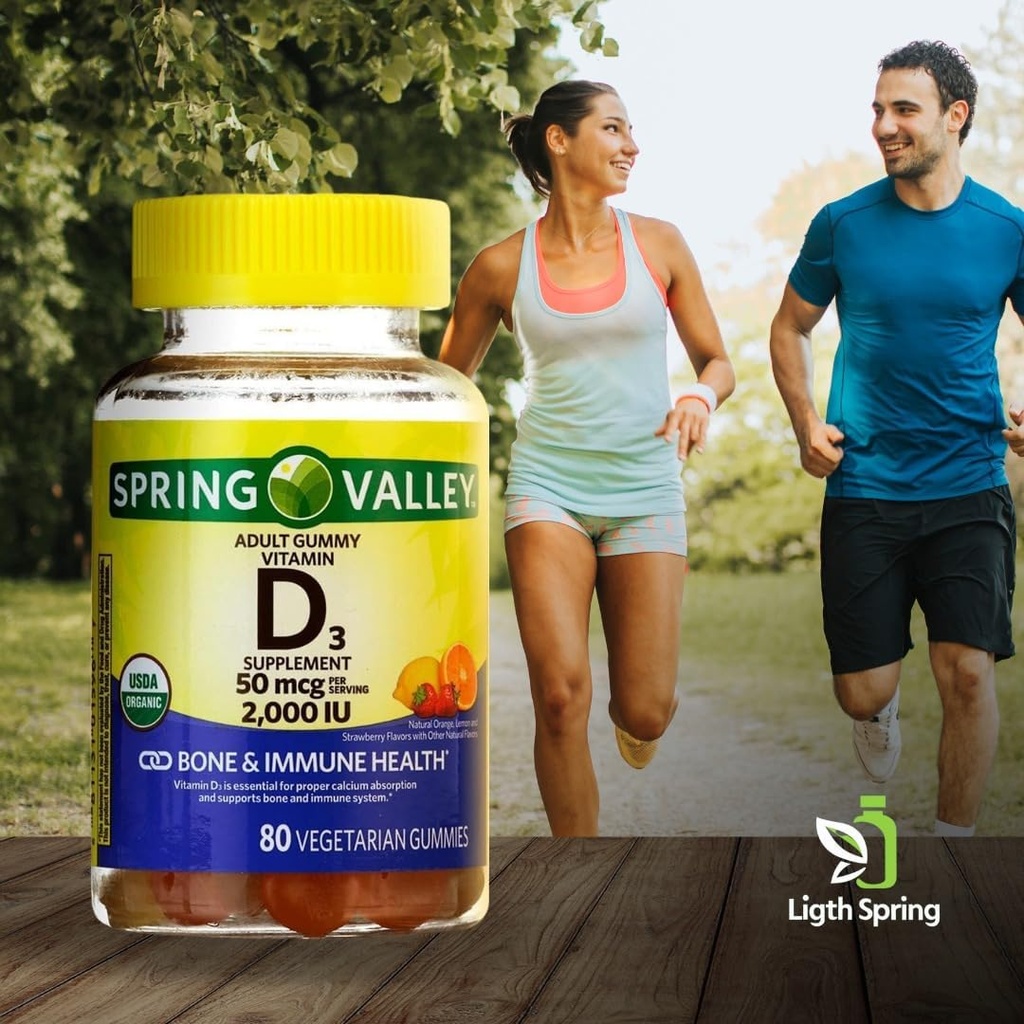 Vitamin D3 Gummy, 2000 IE, 80 Ct + Vitamin & Min - Bedre Lighte & Spring Guide © A to Z for immun- og knoglerelateret 124; Orange, Lemon & Strawberry (1 Pack 80 Ct)