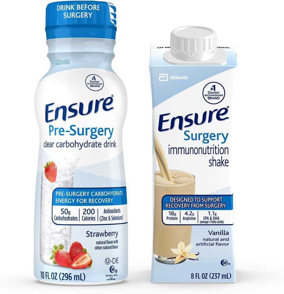 Sikre kirurgi Perioperativ 5- dag bundle med 3 Sikre Pre- Kirurgi Clear Kulhydrat Drikkevarer & 20 Sikre Kirurgi Immunionutrition Shakes