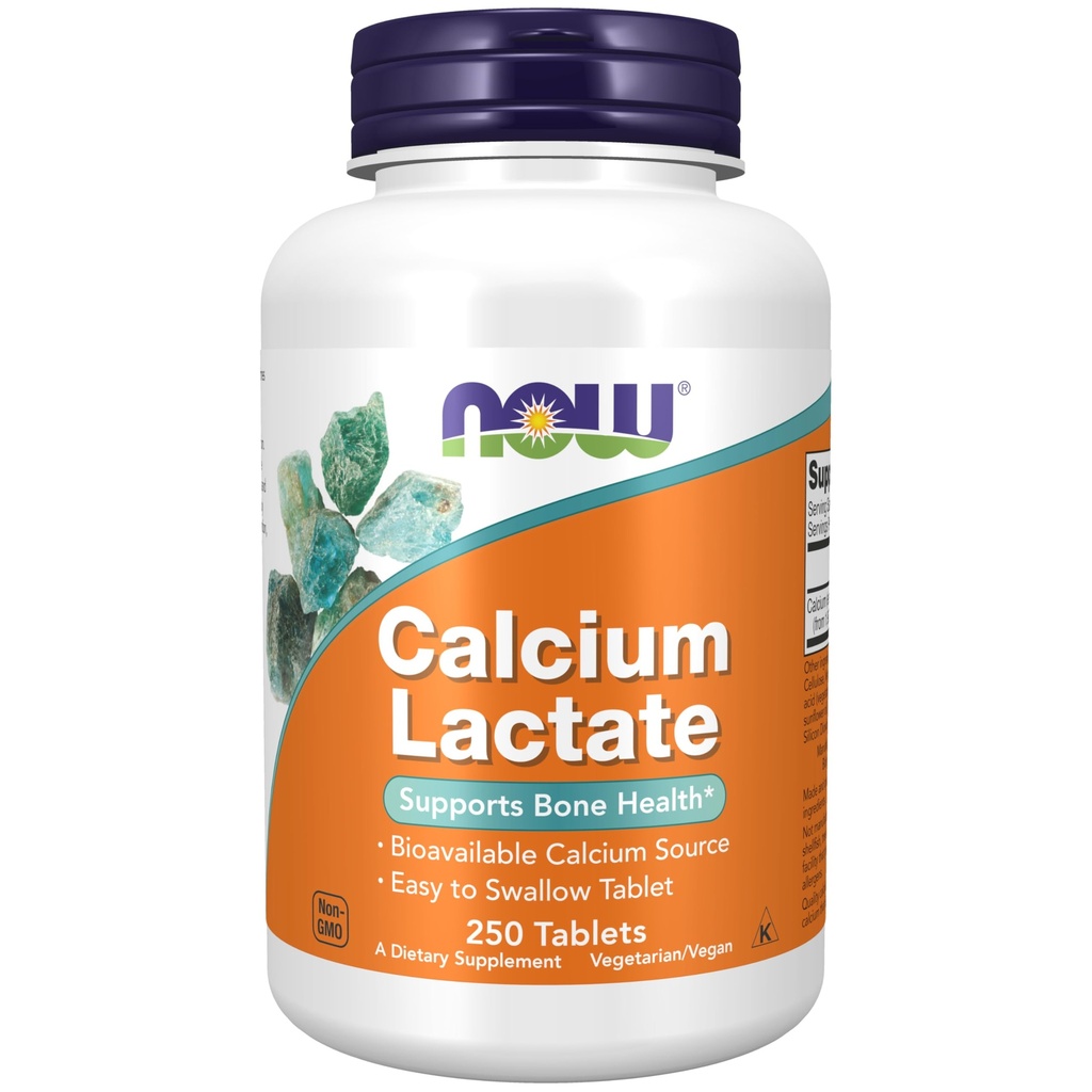 Now Foods Supplements, Calcium Lactat, Understøtter Knoglehelbred, Let at synke tabletter, 250 tabletter