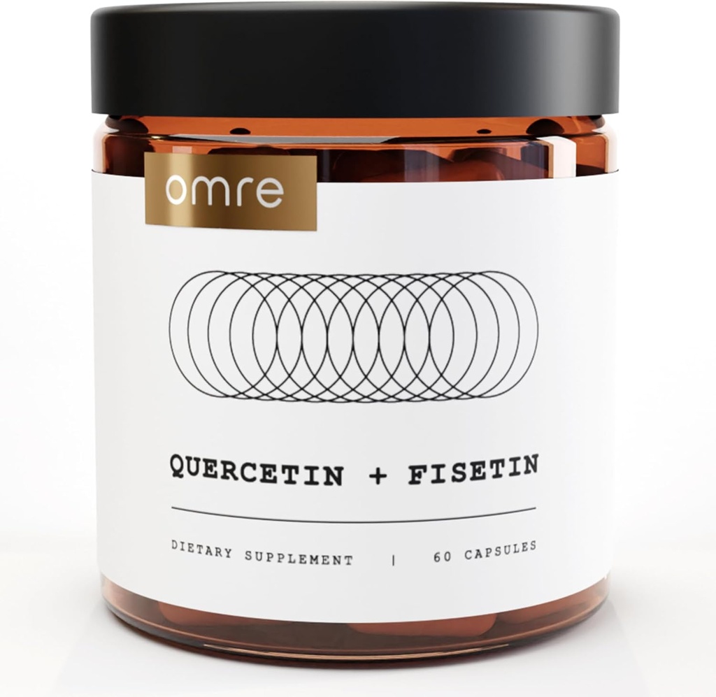 OMRE Quercetin og Fisetin Kosttilskud - Third-Party Testede Senolytiske Kosttilskud til Aging Support - 500mg Quercetin Phytosome og 100mg Fisetin - Meget biotilgængelige formularer