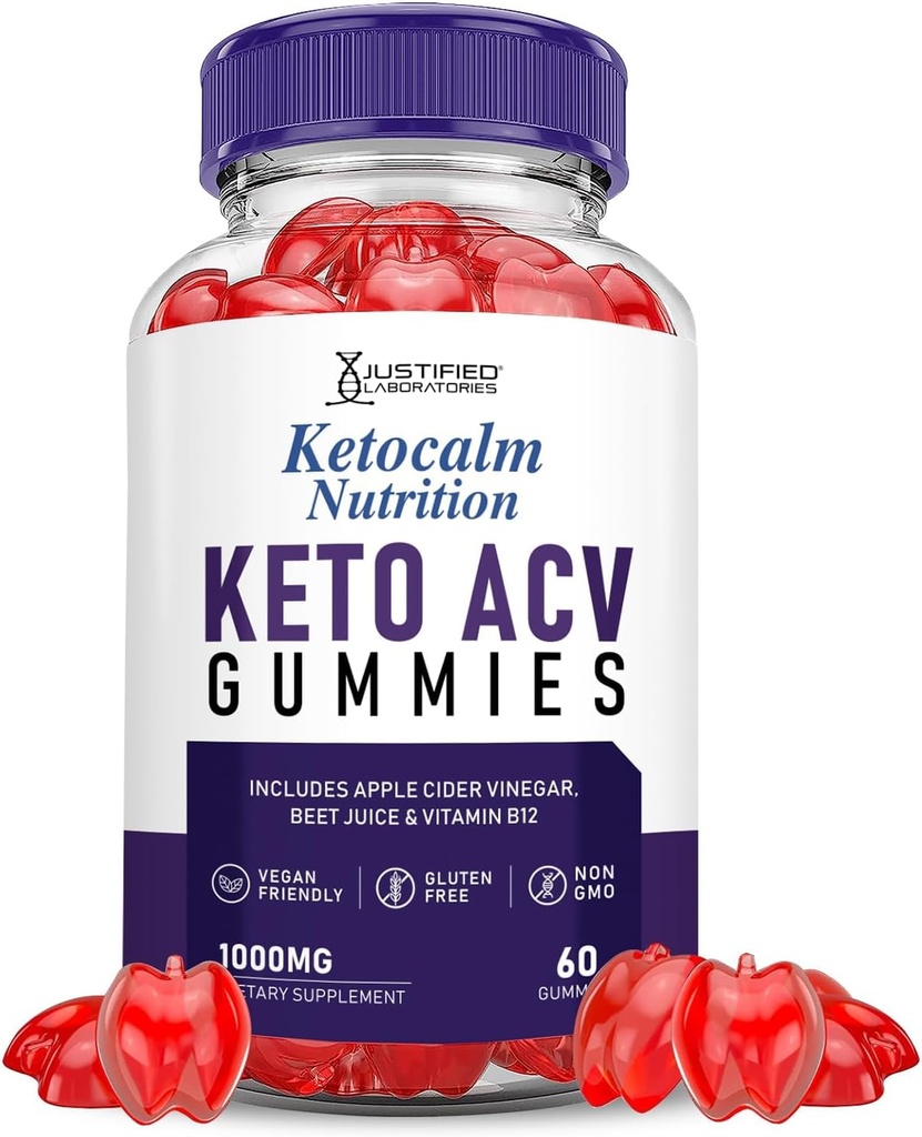Justified Laboratories Ketosolf Nutrition Keto ACV Apple Cider Vinciate Formulated with Pomegranate Beet Juice Powder B12 Vegan Non GMO 60 Gummies