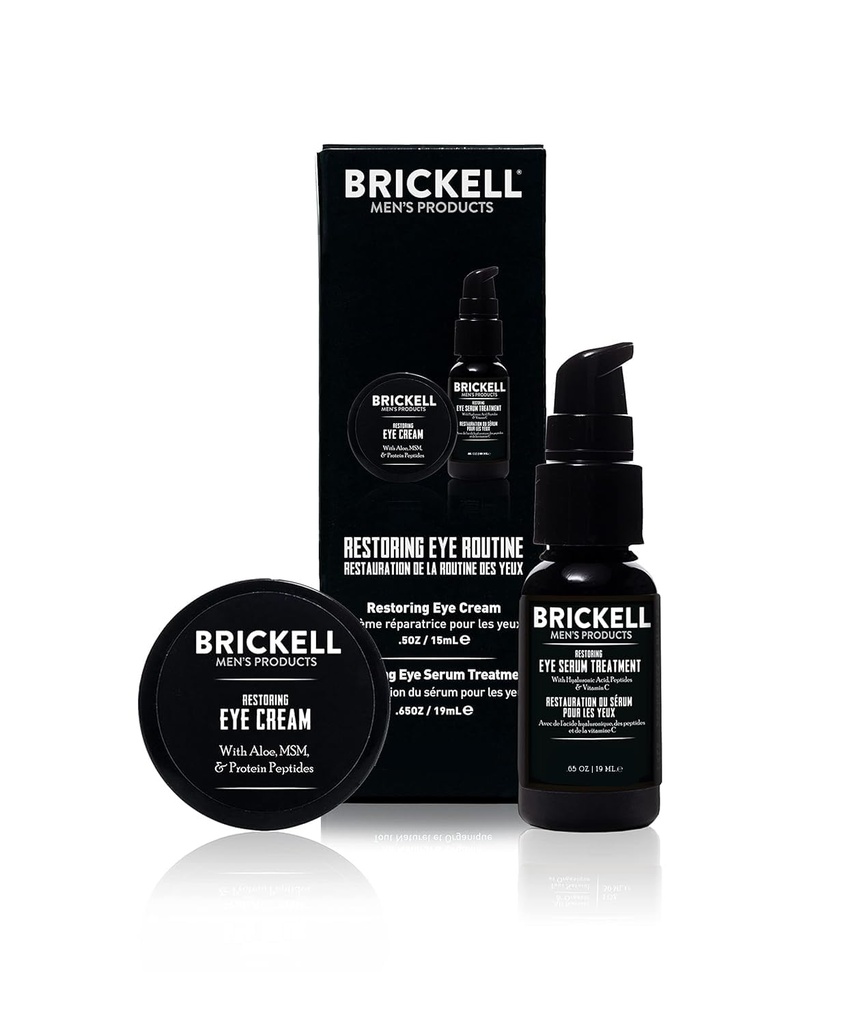 Brickell Mænd Gendannelse Eye Rutine for mænd, Eye Cream og Serum for mænd, Natural and Organic, Uduftende, Mænd hudpleje gavesæt