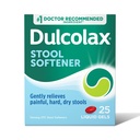 Dulcolax Afføring Blødgøringsmiddel Laxative Væske Gel Kapsler, Let Obstipation Relief til hårde, tørre afføring, Docusat natrium 100 mg, 25 Tæl