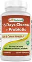 Bedste Naturals 15 Day Gut & Colon Cleanse + Probiotika for kvinder og mænd med Senna, Cascara Sagrada & Psyllium Husk- 30 kapsler - Non- GMO & Gluten Free.