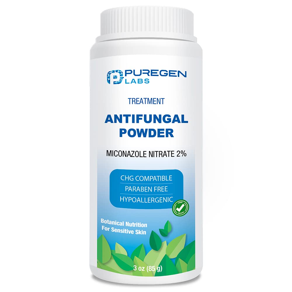 Puregen Labs Antifungal Powder med 2% Miconazole Nitrat for almindelige svampeinfektioner, herunder Atlete 's Foot, Jock Itch og Ringworm, Talc Free, 3 oz (85g)