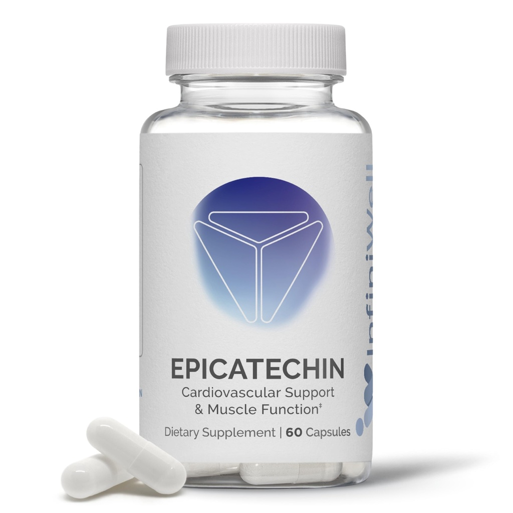 InfiniWell Epicatechin Supplement - Support Muscle Building & Nitric Oxide Production - Fremme sund Protein Syntese, Motion Inddrivelse, Antioxidant Support & Kognitiv funktion (60 kapsler)