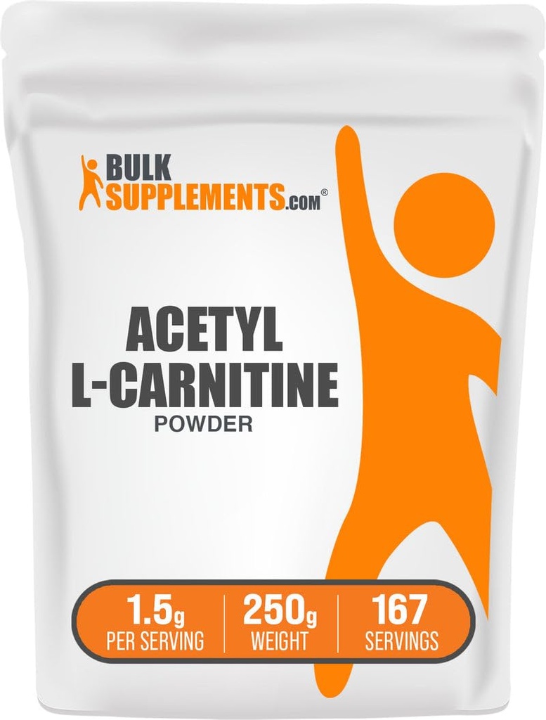 BulkSupplements.com Acetyl L- Carnitin Powder - as ALACAR HCl, Carnitin Supplement - Gluten Free, 1,5 g per Serving, 250g (8,8 oz) (pakning med 1)