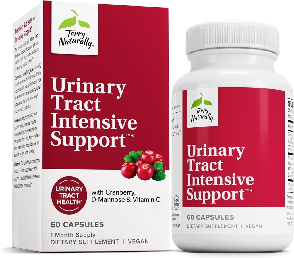 Terry naturligt Urinary Tract Intensive Support - tillæg med Cranberry til Brege Health Support - Nyre Health Supplement med D-Mannose & C-vitamin - 60 kapsler (30 Servere)