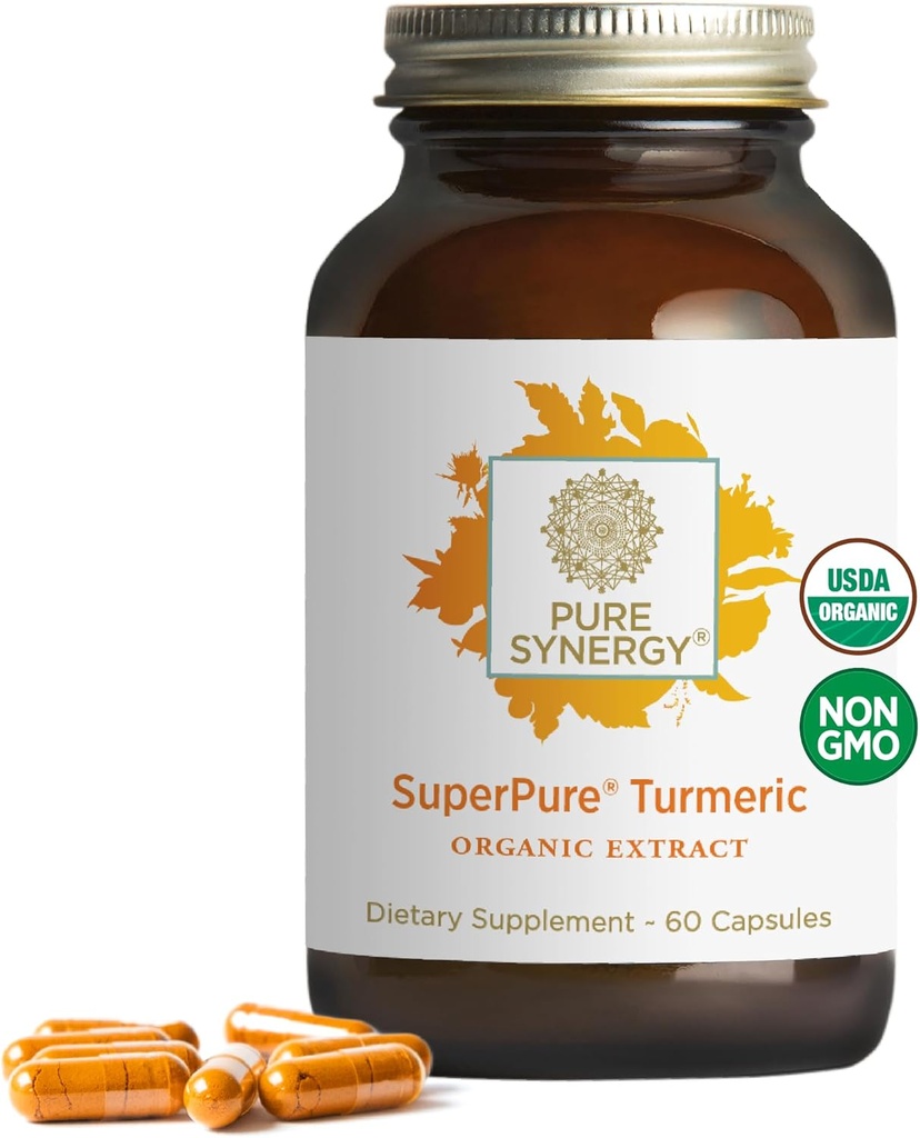 Pure Synergy SuperPure Gurmeric Extract 12. 4; Organic Curcumin Supplement 124; 500 mg Gurmeric Extract Kapsler 124; Potent Support til immunforsvar og fælles sundhed (60 Kapsler)