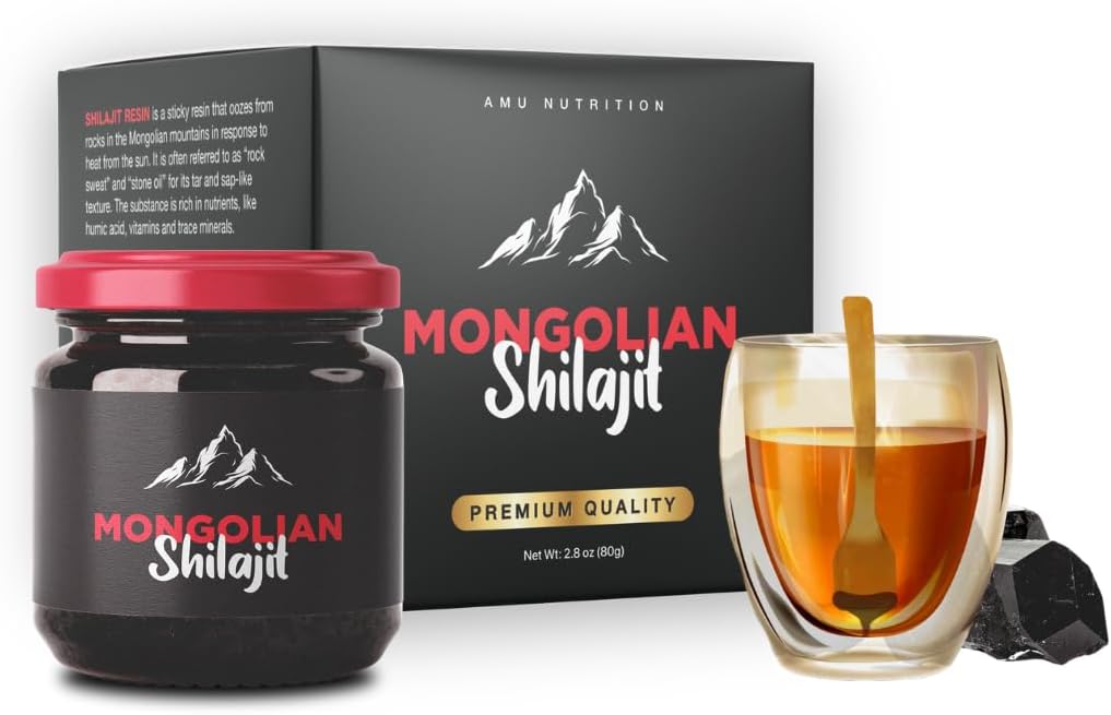 AMU NUTRITION Pure Organic Mongolian Shilajit Resin - Himalayan Shilajit Supplement for mænd og kvinder, 100% Pure, Natural, og Black Shilajit Resin - Natural Source of Fulvic Acid (50 Gram)