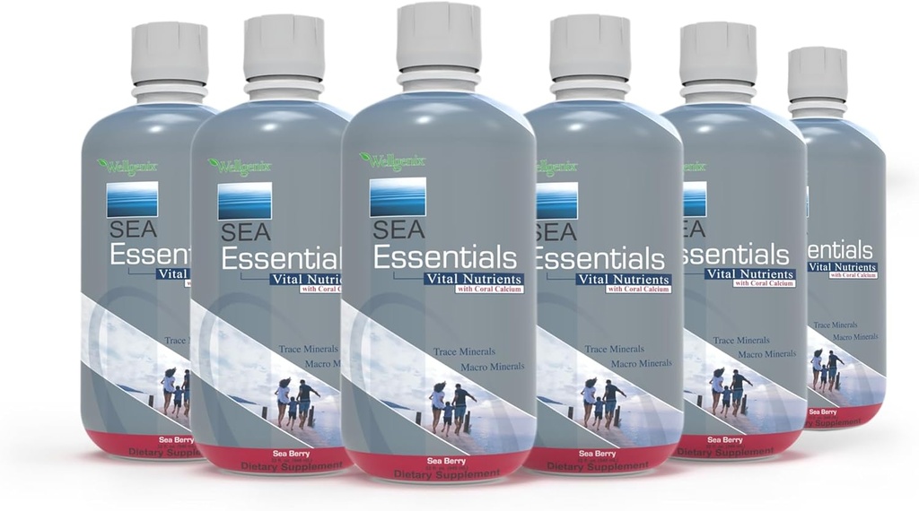 Wellgenix Sea Essentials Coral Calcium Liquid Vitamin til høj absorption - Nutritional Multivitamin Supplement - Sea Berry Flavor (6)