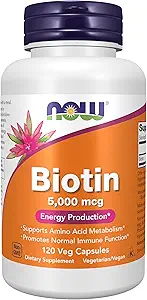Now Foods by Now Biotin Energy Production 5000 mcg- 120 Vcaps