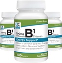 Kvalitetsvalg Vitamin B1 Thiamin 100 mg energistøtte, nervesystem funktion, & Brain Health Vitamin Supplement Tablets, 100 Count Flasker (3 Pack)