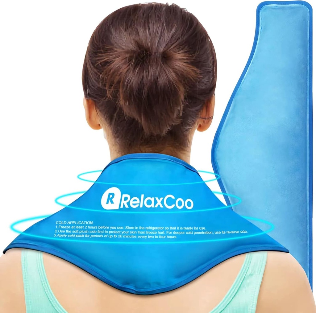 Neck Ice Pack Wrap, Genanvendelige Gel Ice Pack til Neck Skuldre, Cold Compress terapi for smertelindring, skader, hævelse, blå mærker, Sprainer, Betændelse og cervikal kirurgi Inddrivelse