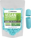 XPRS Nutra Size 3 Empty Capsules - 100 Count Vegan Pills - Vegetarian Empty Pill Capsules - DIY Vegetable Capsule Filling- Veggie Pill Caps (Aqua)
