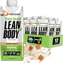 Lean Body Ready-to-Drink, Plant-Based Vegan Vanilla Caramel Protein Shake, 30g Protein, No Artificial Flavors, Sweeteners or Colors, Non GMO, Gluten Free, Premium Pea & Rice Blend (Pack of 12)