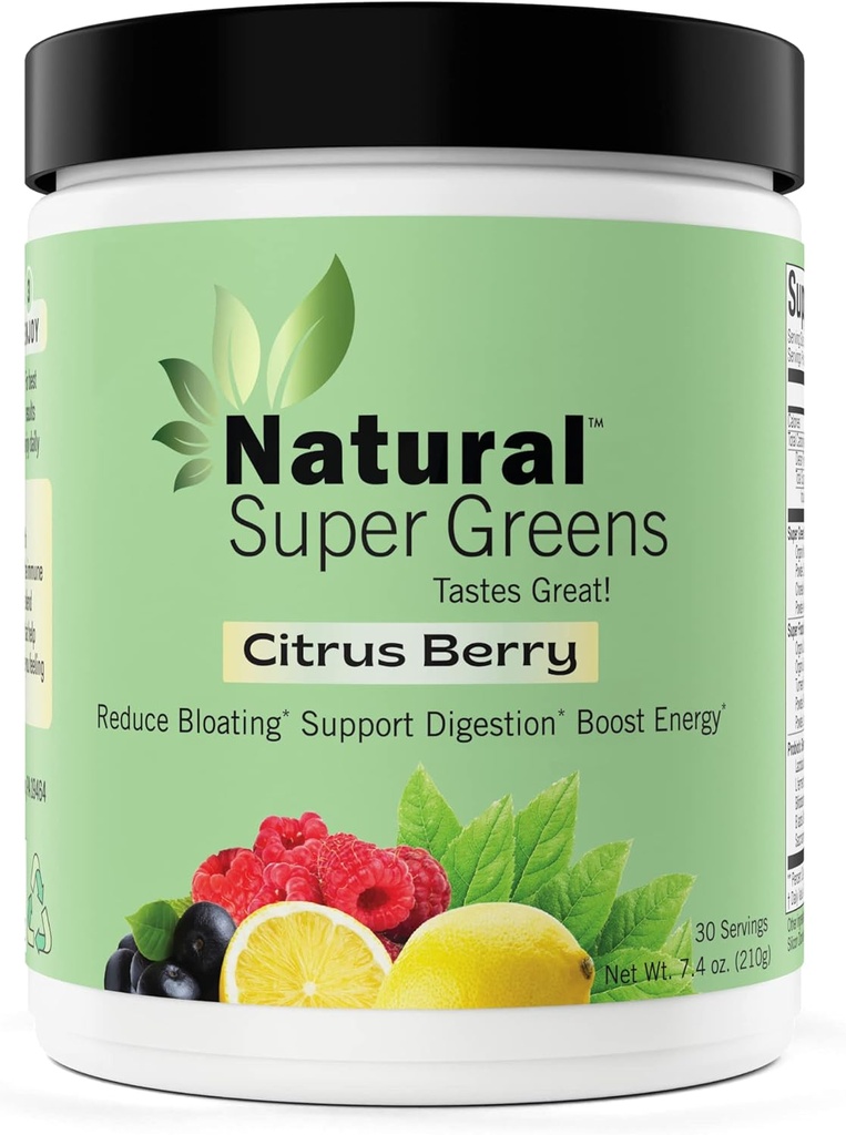 Super Green Powder Organic Mechanism 124; Green Supplements Mechanism 124; Great Tasting Frugt og Grøntsager Juice & Smoothie Mix Probiotika & fordøjelsesenzymer & Chlorella (Citrus Berry) 1 element, 7,4 Ounce