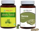 HERBAL HILLS Alfalfa Tablet og Senna Leaf Kapsler Pakning med 2 Combo