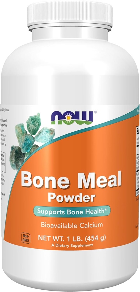 Now Supplements, Knoglemel pulver med Calcium Carbonat og Magnesium Oxide, Natural Calcium Kilde, 1 -Pund
