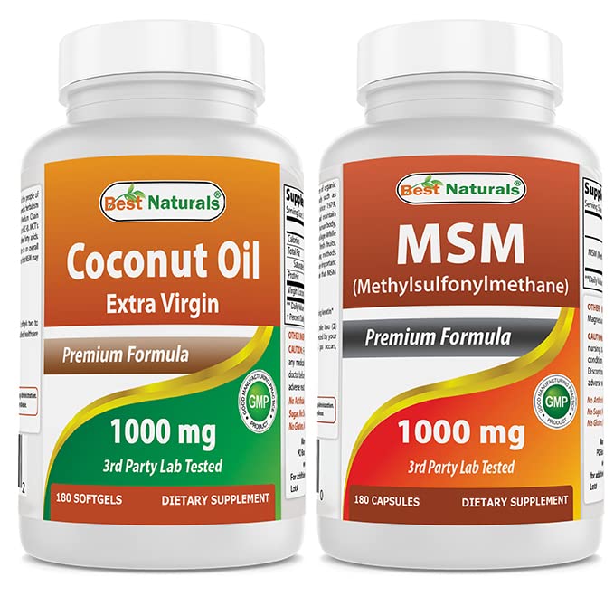 Bedste Naturals Extra Virgin Coconut Oil 1000 mg & MSM 1000 mg