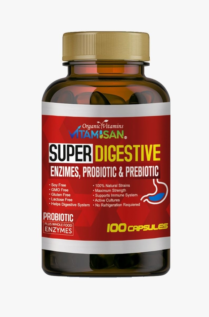 VITAMISAN Salg Biliares Digitale enzymer Pancreatin Enzimas Digivas Probiotiske og prebiotiske 100 caps