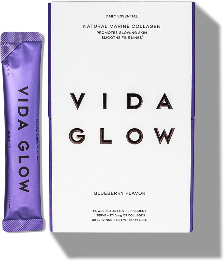 Vida Glow Marine Collagen Powder Sachets Blueberry