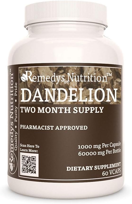 Remedy 's nutrition Dandelion Root Dex124; 1000 mg, 60 Vegan Capsules Herbal Kosttilskud