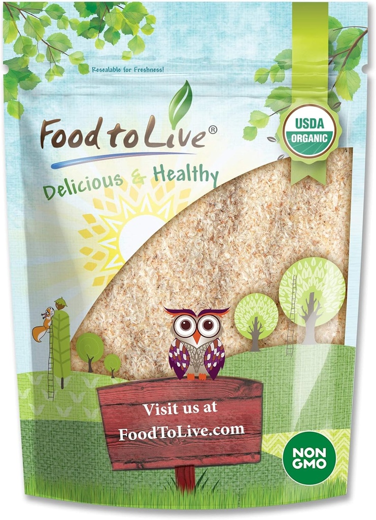 Fødevarer til levende - Økologisk Hel Psyllium Huss, 8 Ounces - Non- GMO Flakes, Vegan, Kosher, Keto Friendly, Raw, Unsweeted, Unflavored, Bulk, Great for Bagning