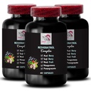 Berry fordele - RESVERATROL COMLEX - Daglige antioxidanter, Acai Berry Styrke, Elderberry Boost, Grape Skin Boost, Pomegranate Energy, Goji Berry Power, Hydrationsfaktor 3 Flasker 180 Kapsler