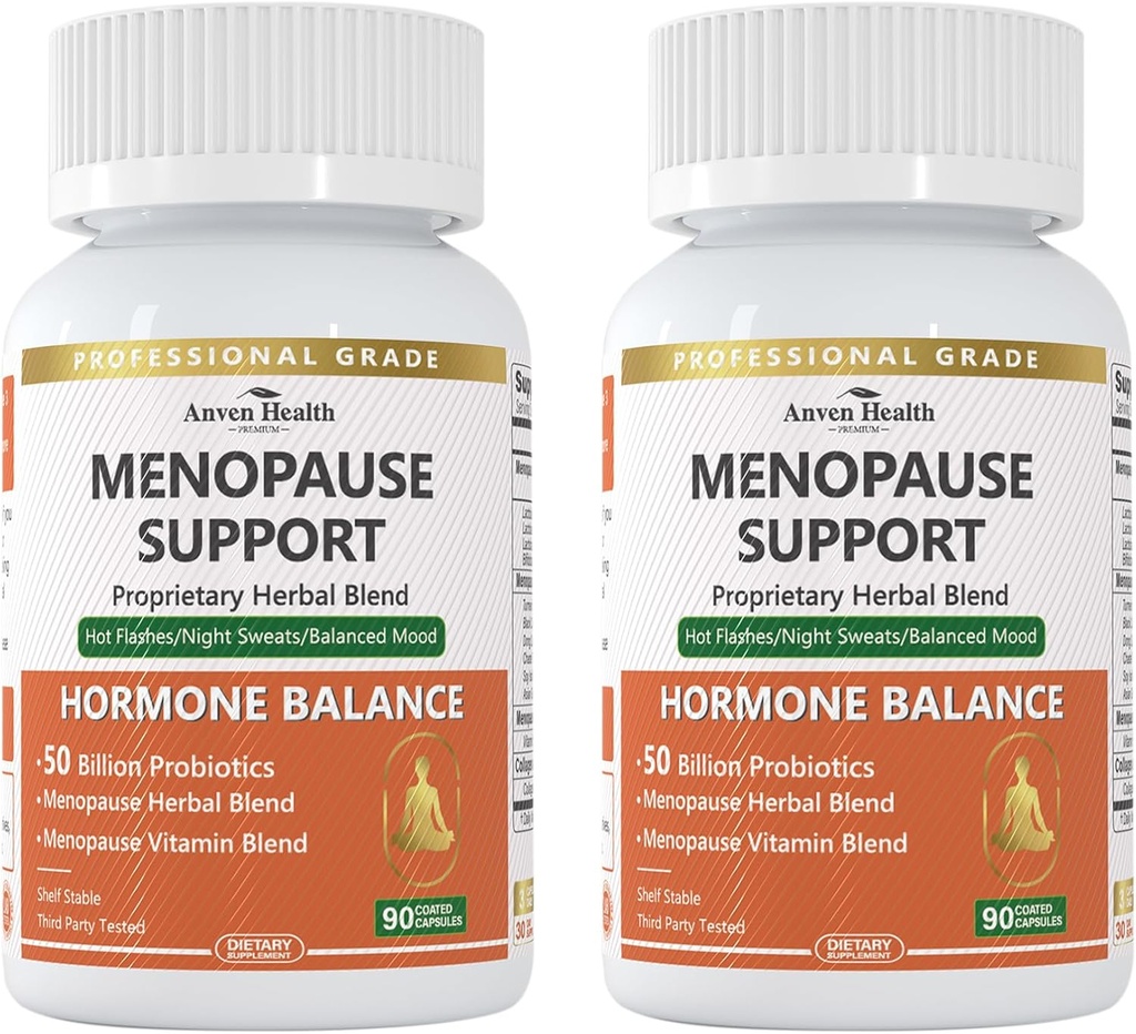 Menopause Kosttilskud til kvinder Menopause Probiotika Relief, Vitamin D3 & B6, Understøtter Hot Flashes, Night Sweats, Bloating & Gut Sundhed med Black Cohosh, Collagen Buddy 124; 180 Veggie Caps