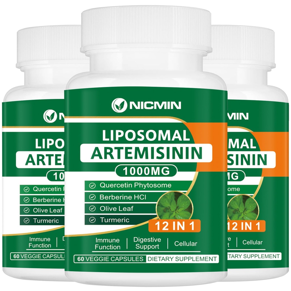 Liposomal Artemisinin Supplement 1000mg, Sweet Wormwood Extract med 200 mg Quercetin Phytosome, Maksimal absorption for antioxidant 180 kapsler