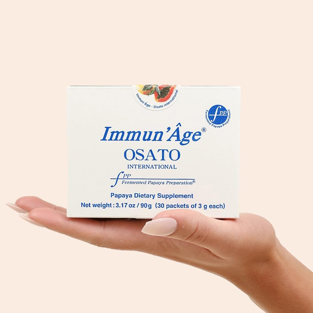 IMMUN'ÂGE - Anti Aging Supplement - NRF2 activator - Immune Support - Antioxidant - Cellular Energy Booster - Skin Aging Protection - 100% Japanese Fermented Papaya - Powder - 30 Packets x 3 Grams
