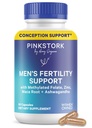 Blue Stork Fertilitet Kosttilskud til mænd - Understøtter konception for ham - Mandlige prænatale vitaminer med Maca Root, Ashwagandha, Folate, B12 - Sperm Heath, Drive, Motilitet - 60 Kapsler