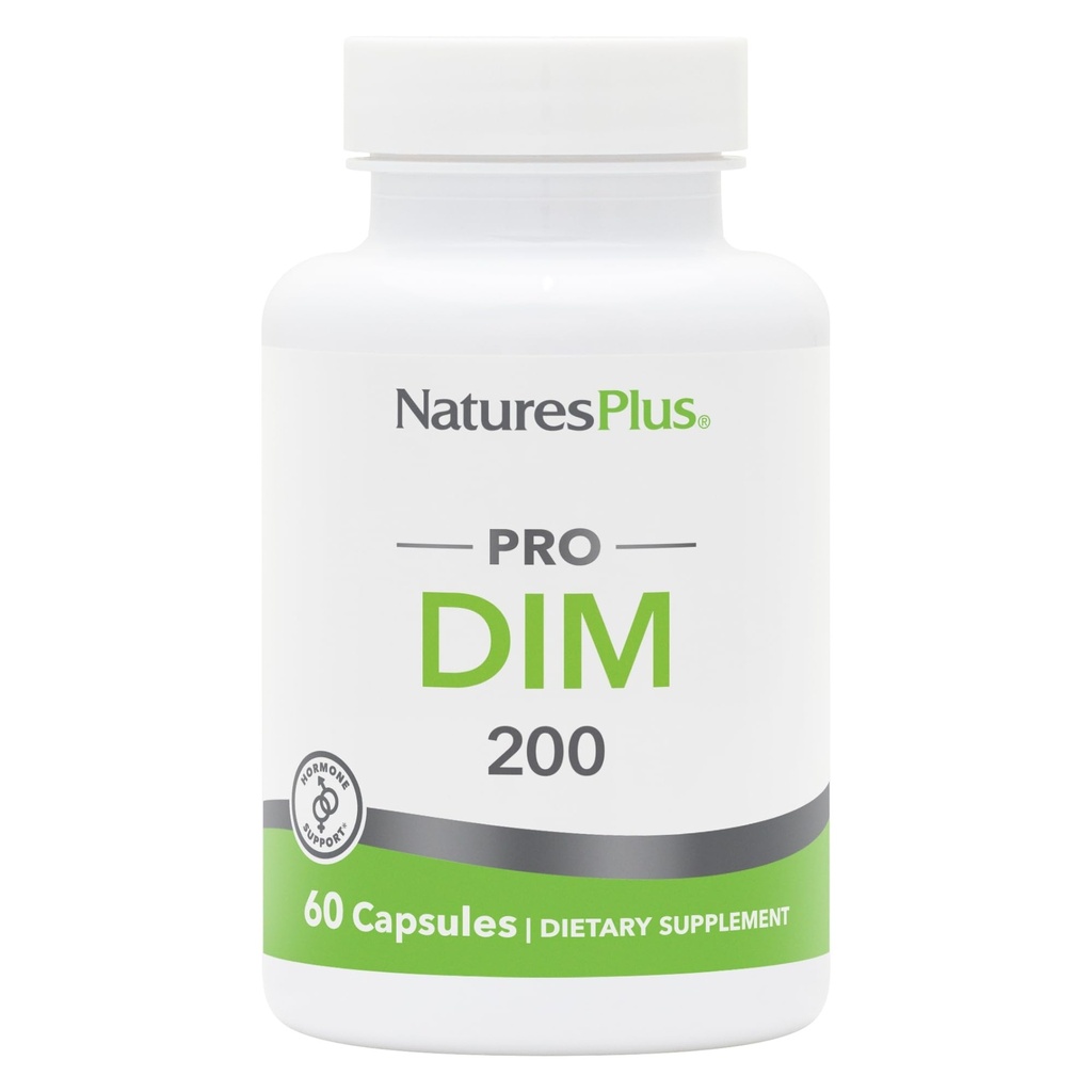 Natures Plus PRO DIM 200 mg - 60 kapsler - understøtter sunde østrogenniveauer - ikke-GMO, Vegan & Gluten Gratis - 30 Servere